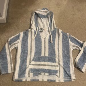 Blue and White Striped Hoodie